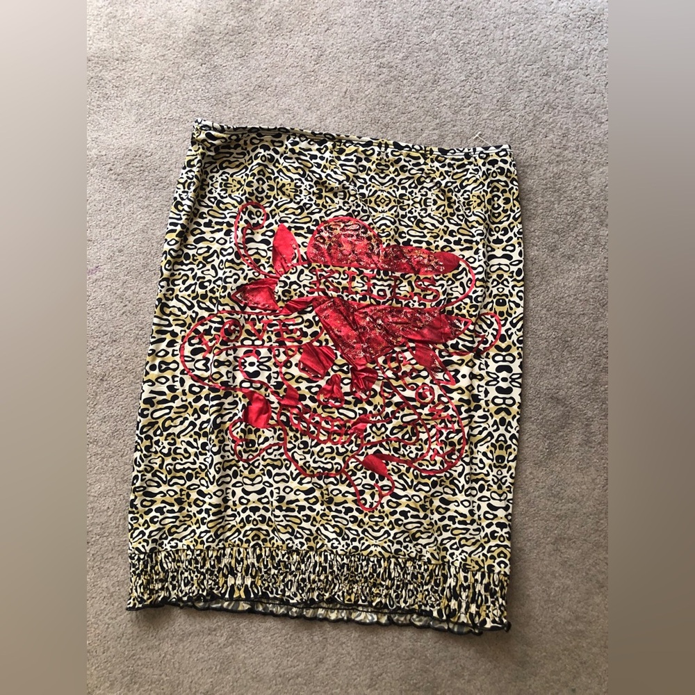 Ed Hardy Love Heart Intimates Strapless Top Small Leopard Print